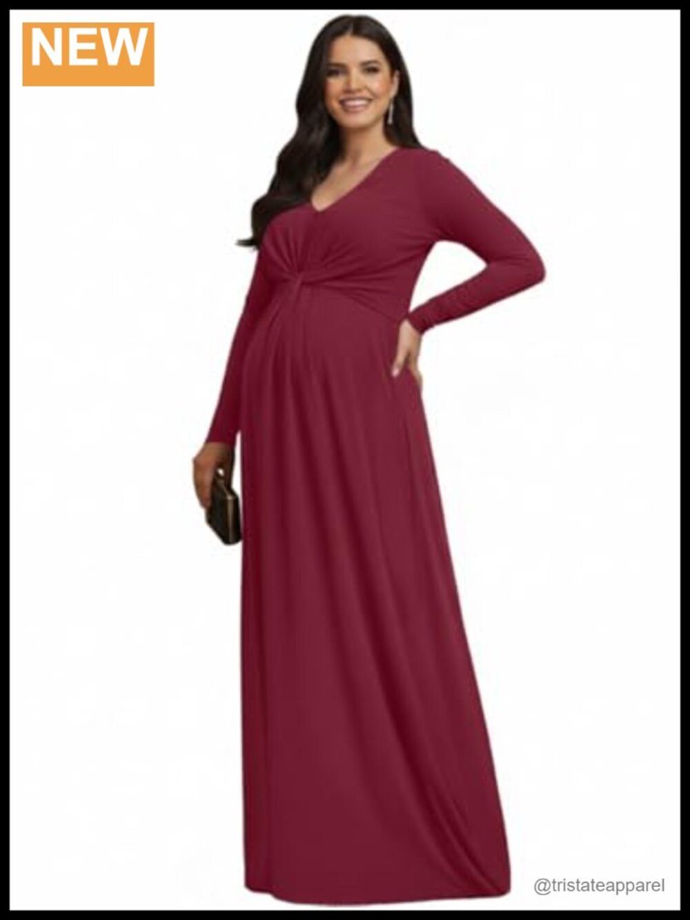 KOH KOH Women's Long Sleeve Flowy Maternity Maxi Dress